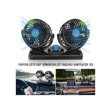 Üniversal Oto Ofis Araç İçi Torpido Üstü Vantilatör Çift Başlıklı Çakmaklık Girişli 2 Kademeli Soğutucu Fan 360 Dönebilen Ultra Sessiz Araç Fanı 12v Mavi 00 Şüscaroto Aksesuar