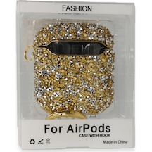 Apple Uyumlu AirPods 1/2. Nesil Kılıf Taşlı Parlak Lüks Stone Mira Case 001