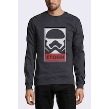 Storm Baskılı Füme Erkek Örme Sweatshirt