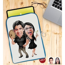 Bk Gift Kişiye Özel Sevgililer Karikatürlü Taşınabilir Koruyucu Tablet Kılıfı & Organizer Çanta - Mavi-18 Kılıf