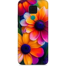 Huawei Mate 30 Lite Uyumlu Soft Renkli Çiçekler Desenli Silikon Kılıf