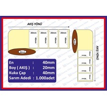 Özsaraç Etiket 40 x 20 MM Eko Termal Etiket 1000'Li Sarım