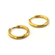 Sarı Renk 16 MM Ince Halka Çelik Unisex Küpe E760 Çok Renkli