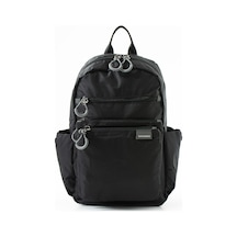 Sanmorris Unisex Suya Dayanıklı Paraşüt Kumaş 4 Bölmeli Laptop Bölmeli Seyahat Ve Okul Çantası Siyah Düz