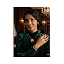 Çeyrek Altın Figürlü Çelik Kolye Gold