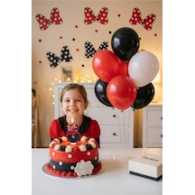 Kırmızı Siyah Fiyonk Detaylı Rakamlı Pasta Mumu & Balon Stand Seti - Uğur Böceği Parti Süsleme Tüm Yaşlar 38209341