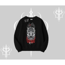 Biskilet Sweatshirt Crowned Lion Rock Authority Myth Siyah
