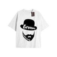 Groom Bachelor Party Unisex Oversize Yazılı Tshirt Beyaz Beyaz