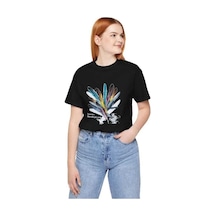 Kozia Outdoors Malkoçbey Renkli Tüy Baskılı T-shirt SIYAH