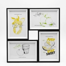 Ayrex 4'lü Modern Duvar Çerçeve Seti 28.8 Cm X 28.8 Cm, 10x15 Cm Fotoğraf Uyumlu, Dekoratif Şık Tasarım Siya