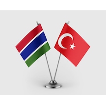 Gambiya Ve Türkiye Bayrağı İkili Saten Masa Bayrağı Takımı Diğer