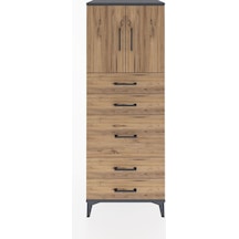 Hyperion Dolap 2 Raflı 5 Çekmeceli 2 Kapaklı 60x44x163 Antras... Antrasit