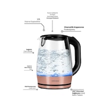 Honey Su Isıtıcı, 1.7 L, Pembe, Cam, Kettle, 220-240v, Rose Gold, 2200w