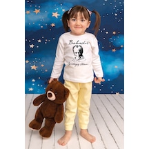 Pia Baby İsme Özel Erkek Çocuk Pijama Takımı %100 Pamuk Penye İsim Baskılı Kişiye Özel Çocuk Pijaması 20223s14pi Krem
