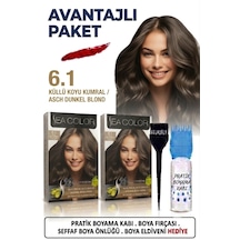 Sea Color Set Saç Boyası 6.1 Küllü Koyu Kumral 2 Li 2 Kutu+pratik Boya Kabı