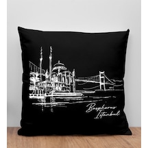 Bk Gift İstanbul Tasarımlı Siyah Kırlent Yastık, Arkadaşa Hediye, Ev Dekorasyonu, Ev Hediyesi-5