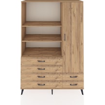 Hyperion Dolap 7 Raflı 6 Çekmeceli Tek Kapaklı 132x44x195 Çam-çam/çam Atlas Çam/atlas Çam