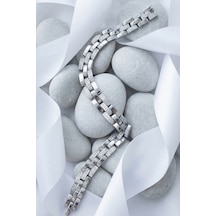 Valmont Accessories 17+2 Cm Ayarlanabilir Taşlı Paslanmaz Çelik Gümüş Renk Şık Zincir Kadın Bileklik