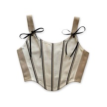 L'aura Corset Çizgi Desenli Bej Rengi Bayan Korse Büstiyer