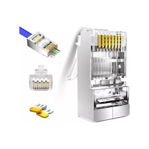 100 Adet - Rj45 Cat6 Metal Ez Yeni Nesil Delikli Konnektör - Çapraz Pinli Easy Type