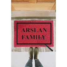 KIVIRCIK PASPAS KISIYE OZEL FAMILY KIRMIZI 40X60 CM Dekoratif Çok Amaçlı Iç ve Dış Kapı Paspası