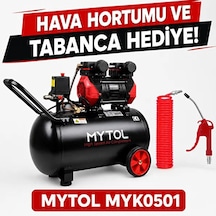 Mytol Myk0501 50 Lt 8 Bar 1.5 Hp Sesli Yüksek Hızlı Yağsız Hava Kompresörü