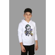 Çocuk Kapşonlu Sweatshırt Beyaz