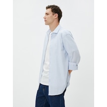 Koton Kareli Gömlek Slim Fit Klasik Yaka Uzun Kollu Pamuklu Non Iron Mavi Ekose 3sam60401hw 3SAM60401HW6C4 Mavi