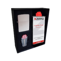 Zippo Çakmak Satin Mat Gri Hediyelik Kutu Benzin Taş Set du10mat