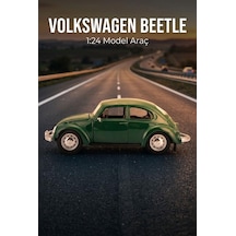 Maisto Lisanslı Volkswagen Beetle Model Araba 1:24 Die Cast Metal Kapıları Açılan Model Araba Yeşil
