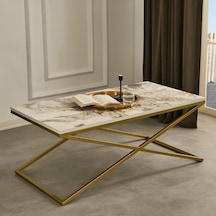 Venedik Gold Metal Ayaklı Mermer Desenli Orta Sehpa