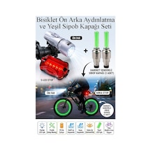 Led Işıklı Bisiklet Ön Far Arka Stop Aydınlatma Işığı Ve Yeşil Sipob Kapağı Haraketli Fotosel Sensörlü Çok Renkli