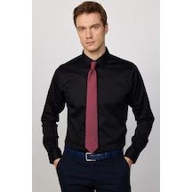 Tudors Slim Fit Premium Seri Cotton Likralı Siyah Erkek Gömlek-30414-siyah Siyah