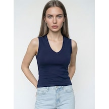 Slim Fit Kadın Bluz K.kol Lacivert