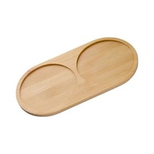 2 Bölmeli Oval Doğal Bambu Sunum Tabağı - 23x12 Cm Yuvarlak Hatlı Çerezlik, Sosluk Ve Kahvaltılık Çok Renkli