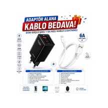Gan 65w Ultra Hızlı Şarj Cihazı 3 Çıkışlı Hızlı Şarj Aleti Başlığı Ve 67w Usba To Lightning Data Ve Hız