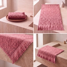 Botti Home %100 Pamuk Jakarlı El Ve Yüz Havlusu Seti 50 X 90 Cm Çeyizlik Saçaklı Havlu Pembe