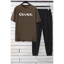 Uyguntarz Unisex Chance Baskılı Eşofman Takımı Kahverengi