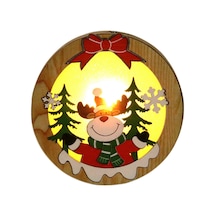 Skycity Aydınlatmalı Ahşap Noel Süsü - Elang Desenli Dairesel, Isınma Sarı Işık, Hafif, Kolay Kurulum Diğer