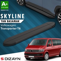 S-dizayn Vw Transporter T6 Kısa Şase Skyline Siyah Yan Basamak 213 Cm 2015-2019 A+ Kalite