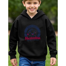 Uyguntarz Sevimli Marshmallows Baskılı Oversize Çocuk Sweatshirt Siyah