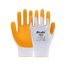 Beybi Pn2 Nitril Poli Beyaz Sarı Eldiven 10