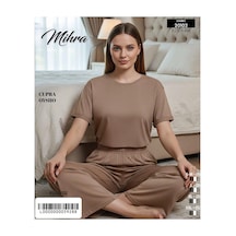 Angbutik Mihra 20102 Kadın Oysho Kısa Kol Pijama Takımı Açıkkahve