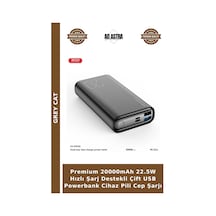 Premium 20000mah 22.5w Hızlı Şarj Destekli Çift Usb Powerbank Cihaz Pili Cep Şarjı Çok Renkli