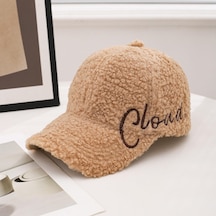 Valkyrie Peluş Şapka Kadın Erkek Unisex Kışlık Şapka Cloud Nakışlı Ayarlanabilir Bej Teddy Şapka Kahve Kahverengi
