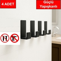 4 Adet Kapı Arkası Güçlü Yapışkanlı Plastik Çok Amaçlı Pratik Askı Havlu Askılık Siyah Diğer