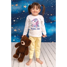 Pia Baby İsimli Kız Çocuk Pijama Takımı %100 Pamuk Penye İsme Özel Baskılı Kişiselleştirilebilir Pijama Seti 20282s14pi Krem
