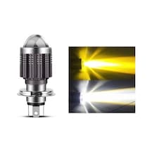 Motosiklet H4 Mercekli Led Far Ampulü Çift Renk Sarı-beyaz-aydınlatıcı 1 Adet