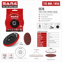 Sara S578 115 Mm Cırtlı Disk Zımpara Tabanı M14 Bağlantılı, Maksimum 8.500 Rpm, +1 Yedekli