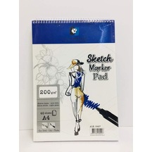 A4 200 Gr. 40 Yp. Spiralli Sketch-marker Pad Alx-0427